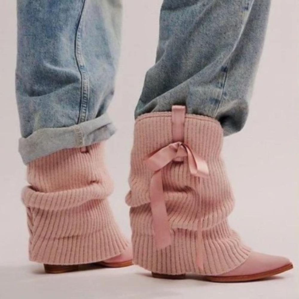 Jeffrey Campbell x FP Understated Leather Center Stage Ballet Boots Pink 9.5